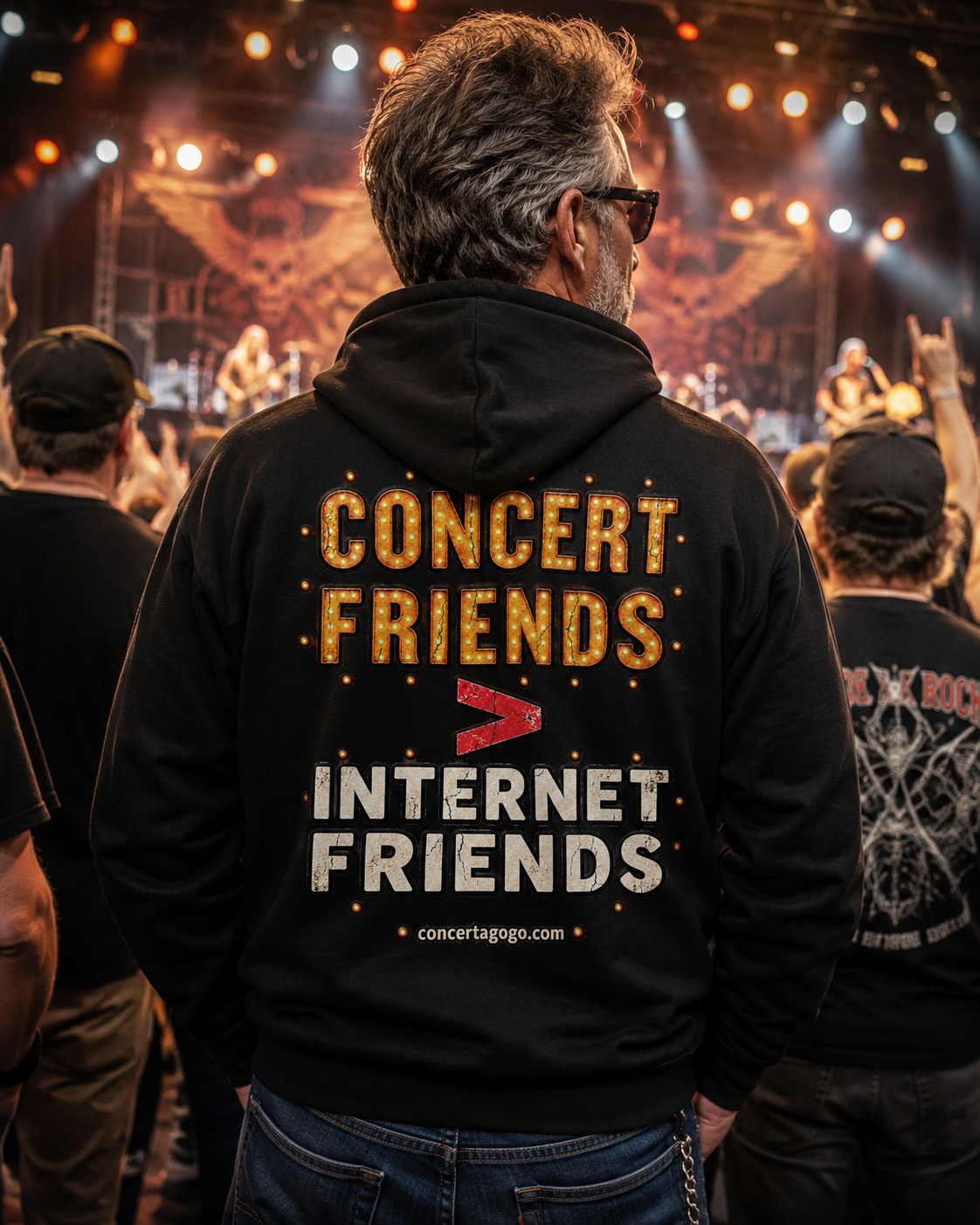Concert Friends Zip up Pocket Hoodie