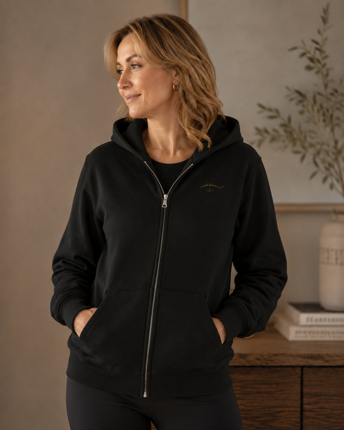 Breathe In, Apply Liner Zip up Hoodie